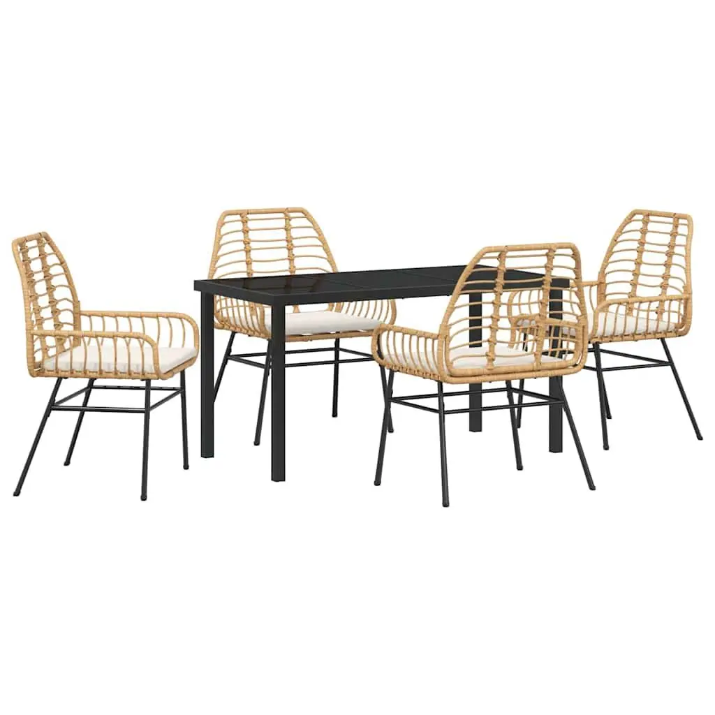 5-Piece Brown Outdoor Dining Set with Durable Poly Rattan