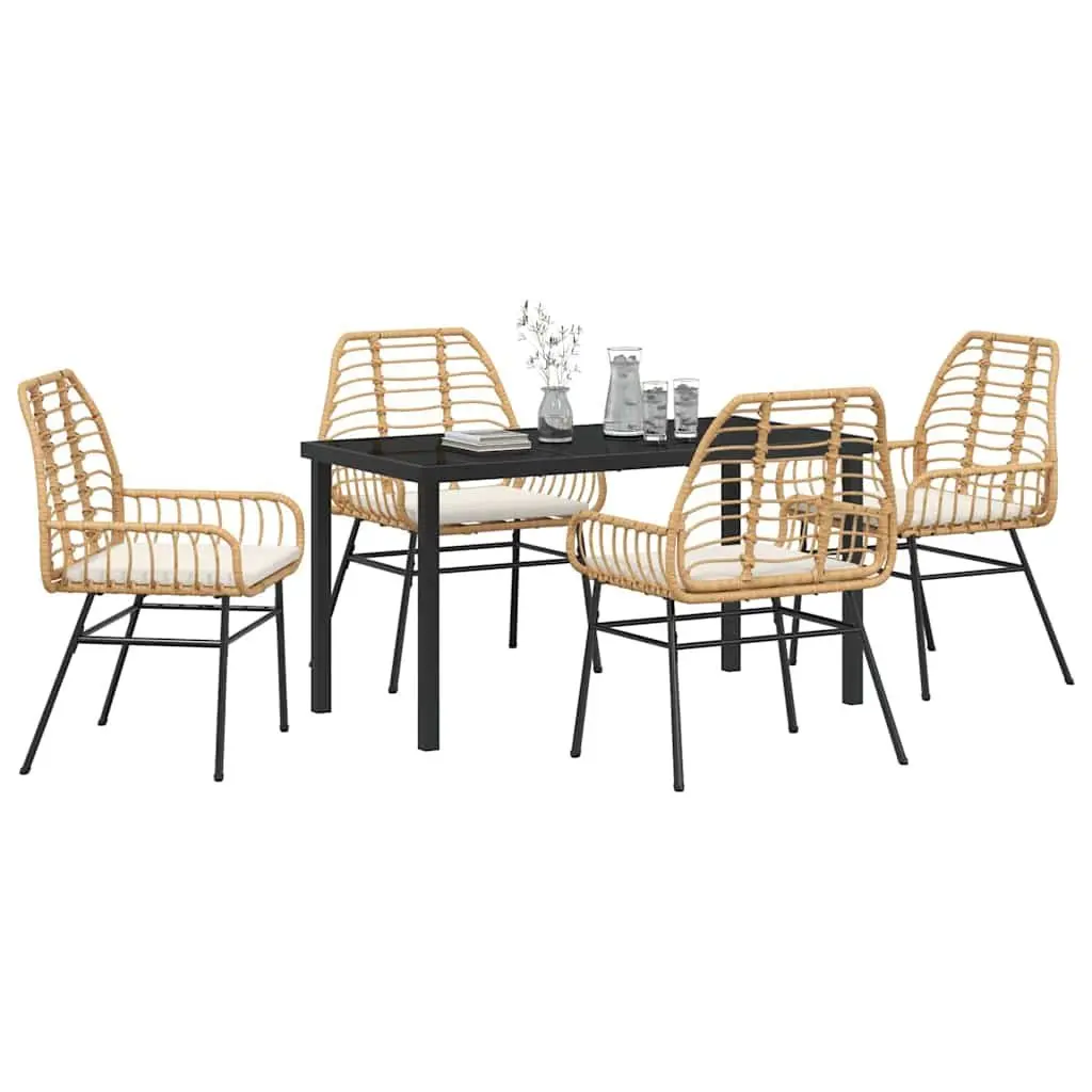 5-Piece Brown Outdoor Dining Set with Durable Poly Rattan