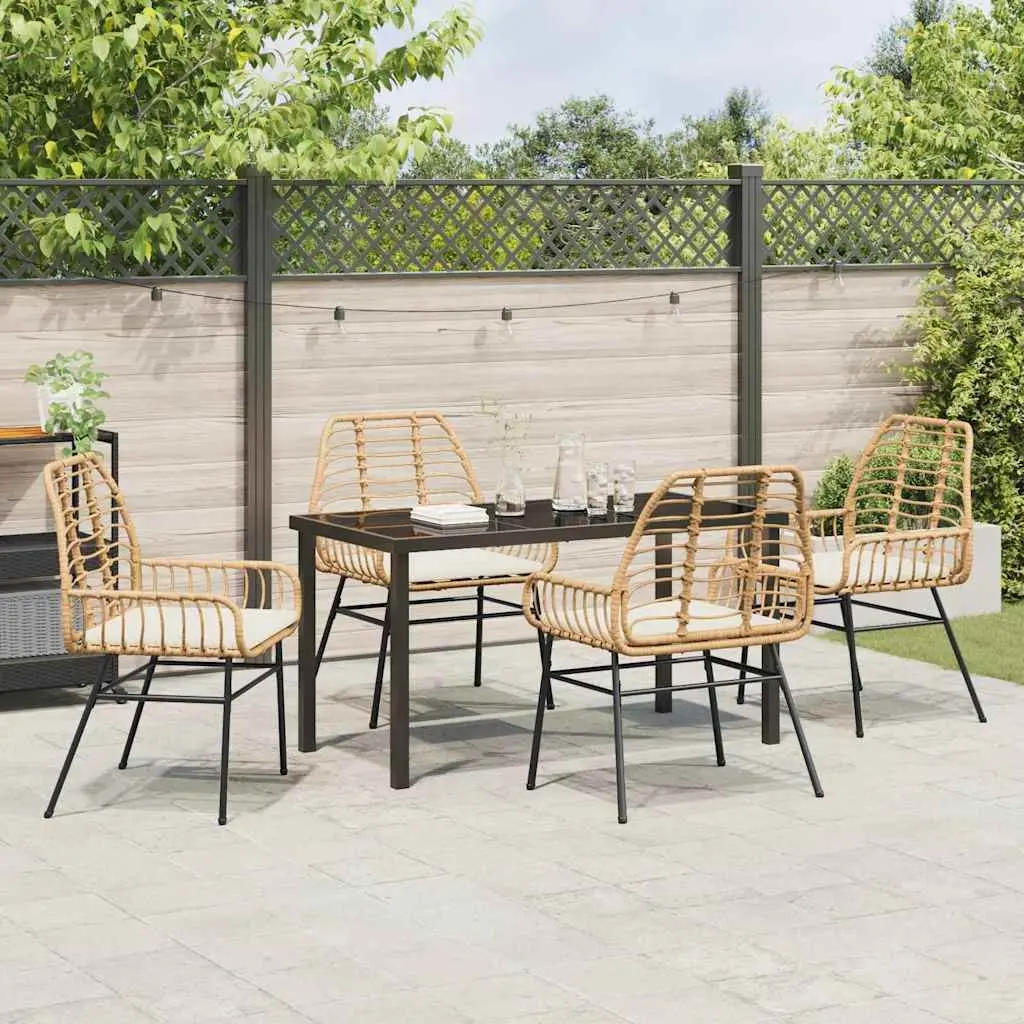 5-Piece Brown Outdoor Dining Set with Durable Poly Rattan