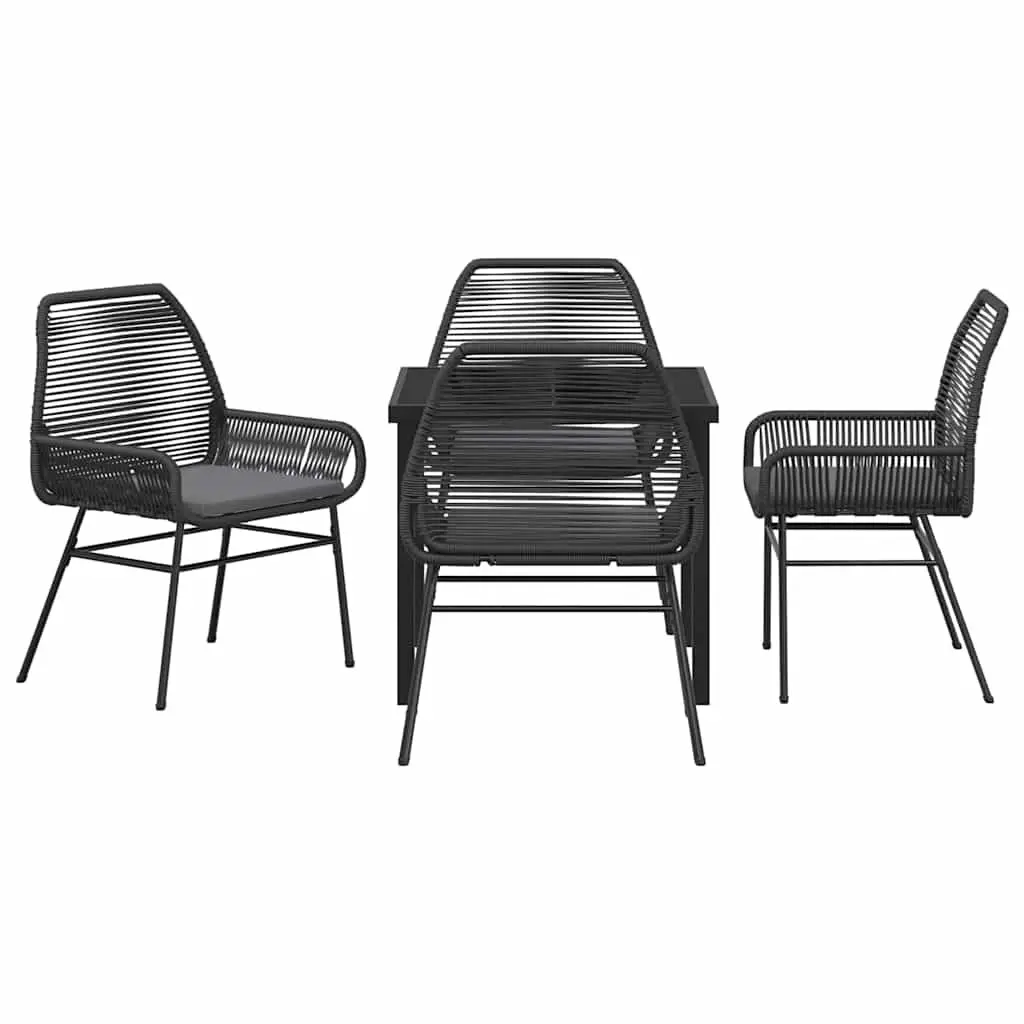 5-Piece Black Poly Rattan Outdoor Dining Set