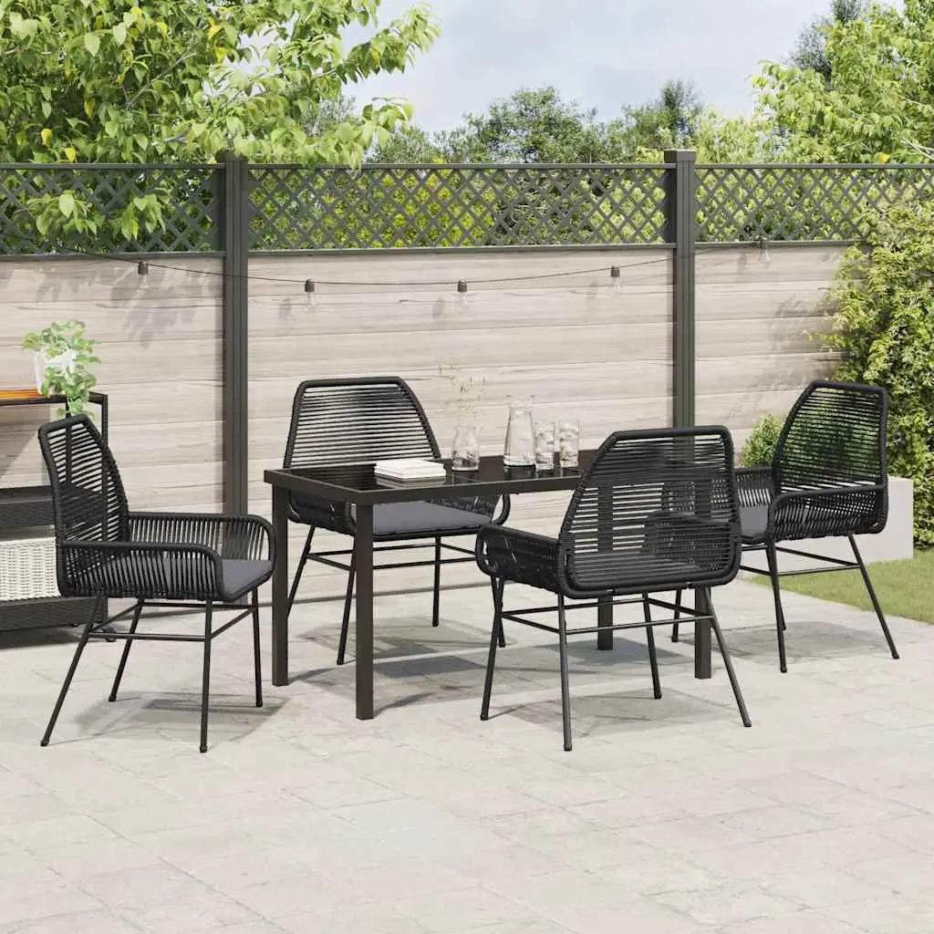 5-Piece Black Poly Rattan Outdoor Dining Set