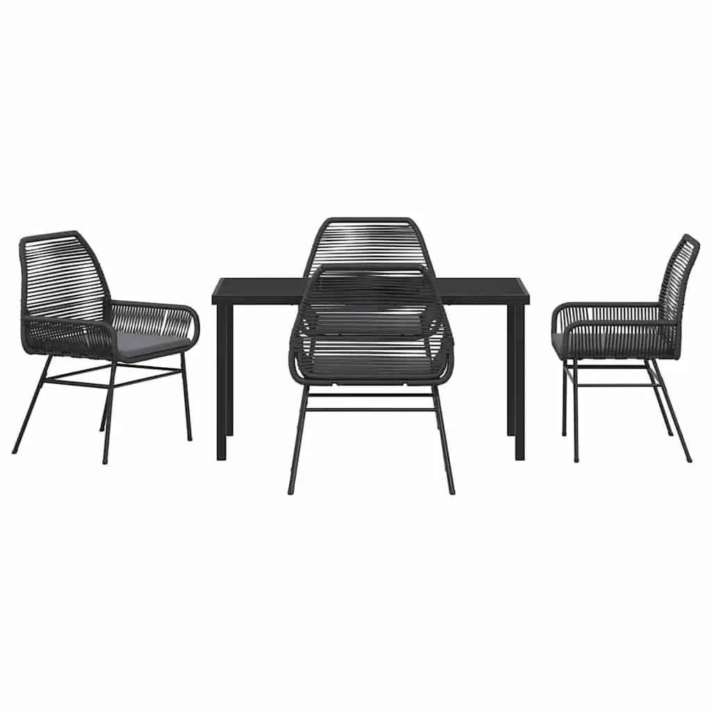 5-Piece Black Poly Rattan Outdoor Dining Set