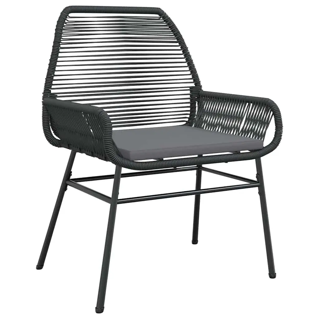 9-Piece Black Poly Rattan Outdoor Dining Set with Cushions