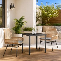 Brown Poly Rattan Outdoor Dining Set with Cushions