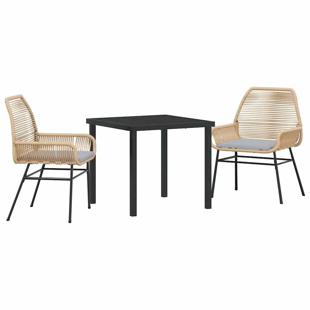 Brown Poly Rattan Outdoor Dining Set with Cushions