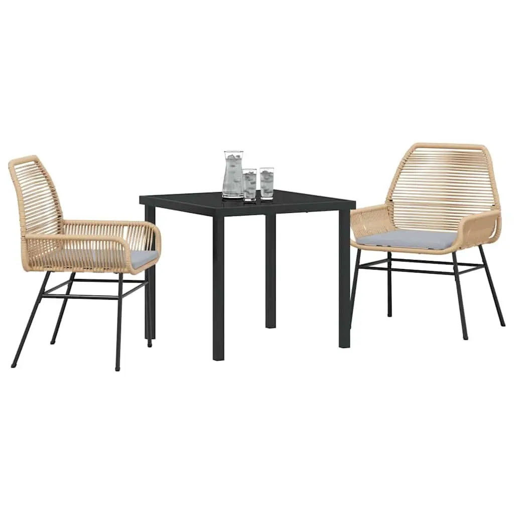 Brown Poly Rattan Outdoor Dining Set with Cushions