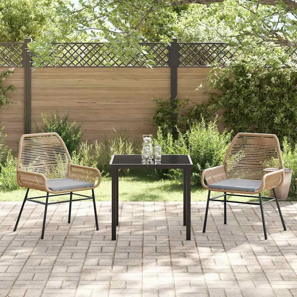 Brown Poly Rattan Outdoor Dining Set with Cushions