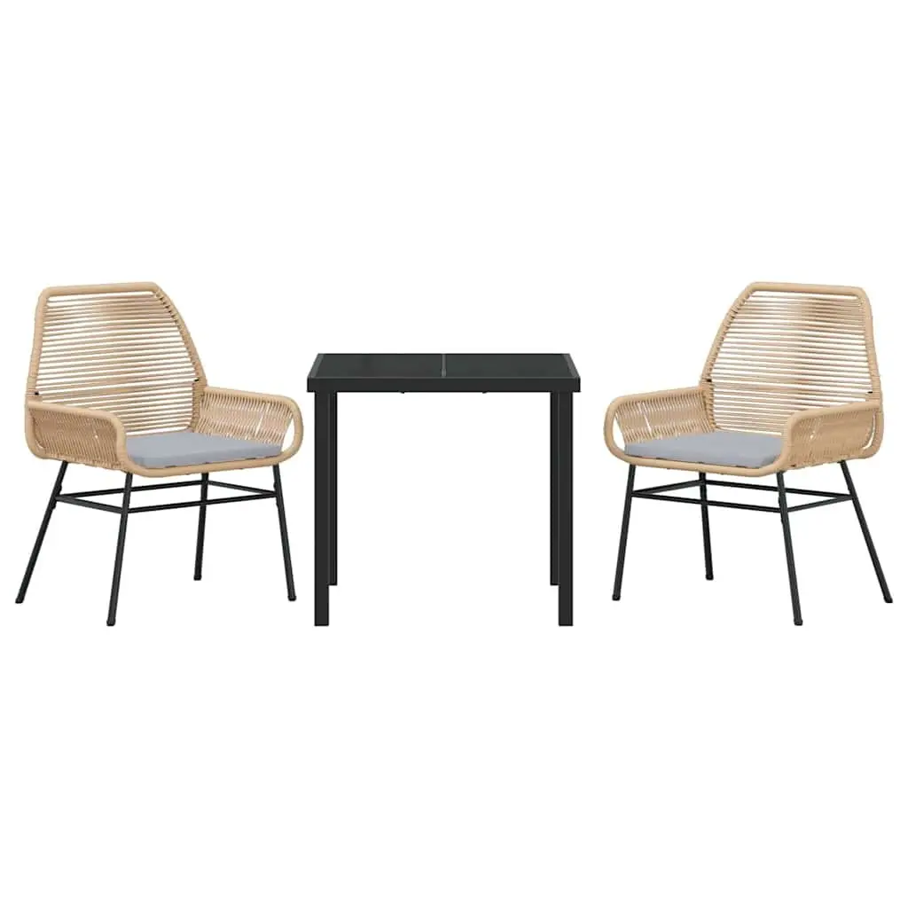 Brown Poly Rattan Outdoor Dining Set with Cushions