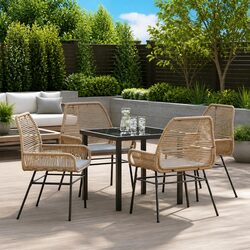 Stylish 5 Piece Garden Dining Set with Cushions