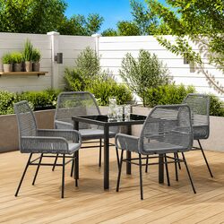 Stylish 5 Piece Outdoor Dining Set in Grey Poly Rattan