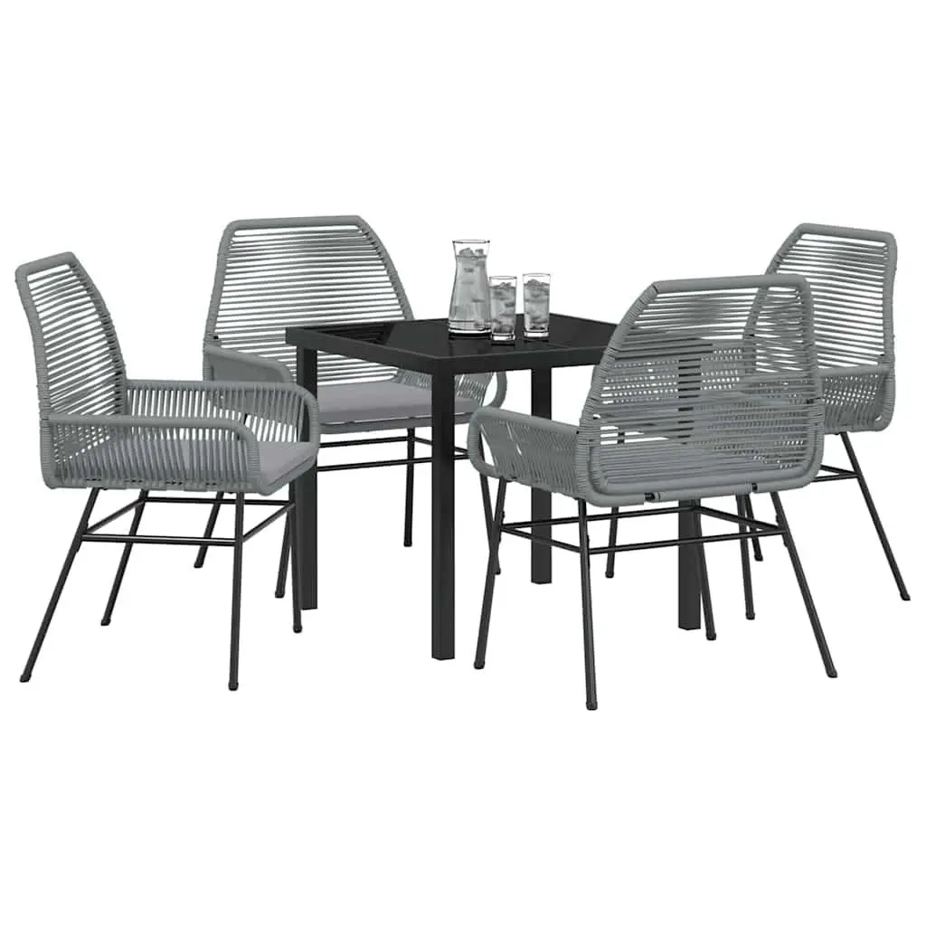 5 Piece Outdoor Dining Set in Grey Poly Rattan