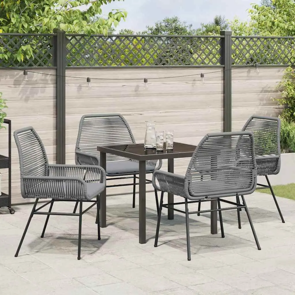 5 Piece Outdoor Dining Set in Grey Poly Rattan