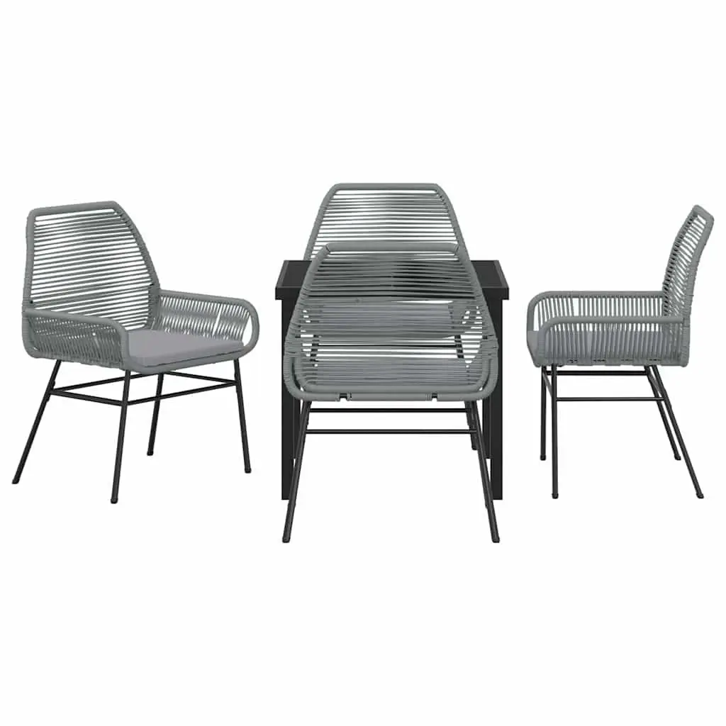 5 Piece Outdoor Dining Set in Grey Poly Rattan