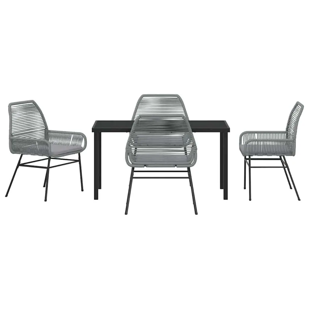 Grey Poly Rattan Garden Dining Set with Cushions