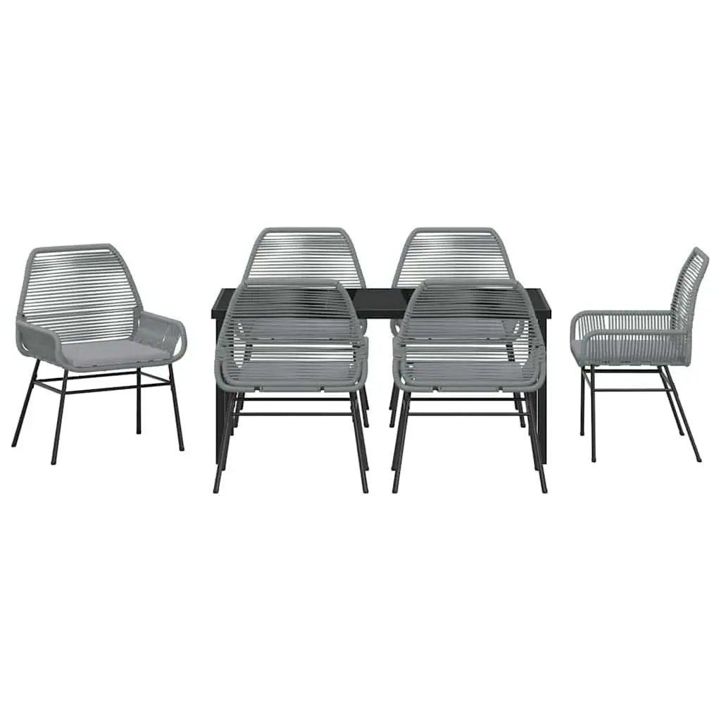 7 Piece Grey Poly Rattan Garden Dining Set