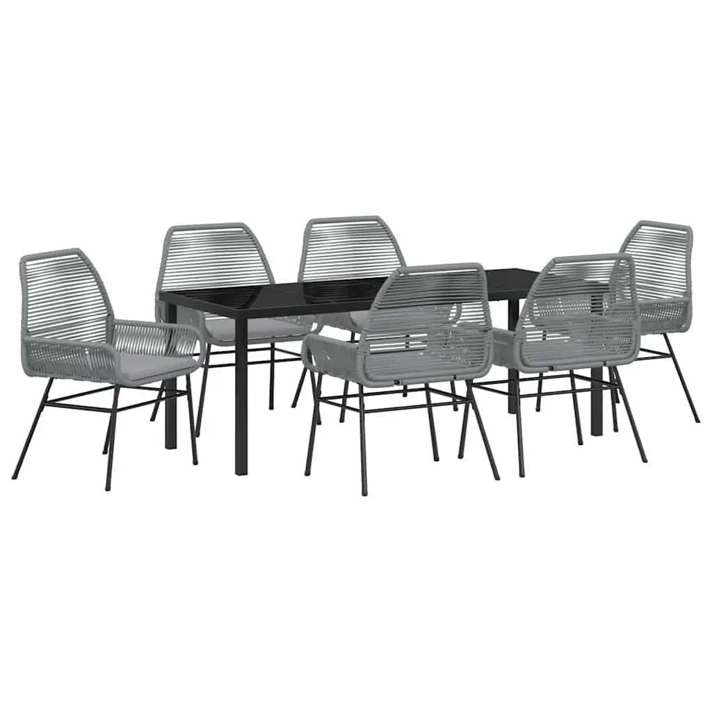 7-Piece Grey Garden Dining Set with Cushions