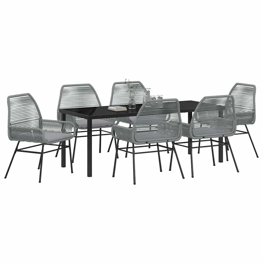 7-Piece Grey Garden Dining Set with Cushions