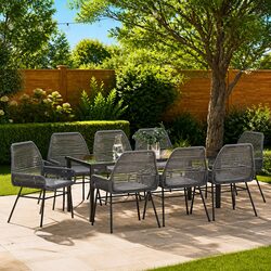 Durable 9-Piece Outdoor Garden Dining Set in Grey