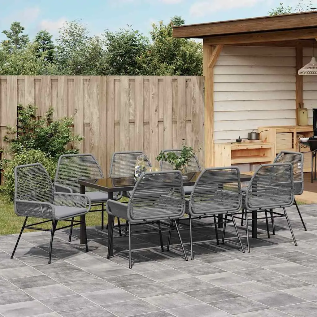 9-Piece Outdoor Garden Dining Set in Grey
