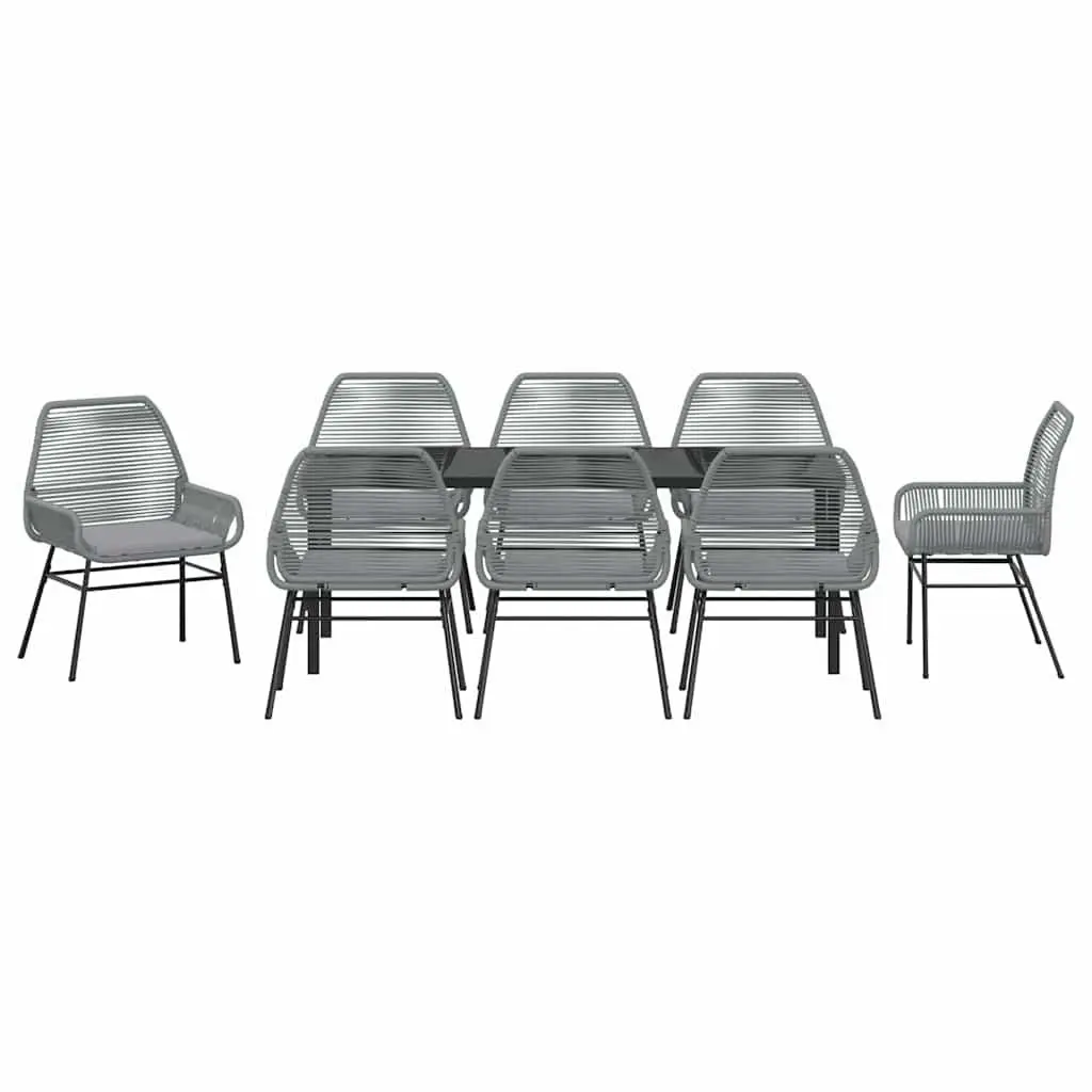 9-Piece Outdoor Garden Dining Set in Grey