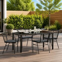 Stylish 5-Piece Outdoor Dining Set with Glass Top