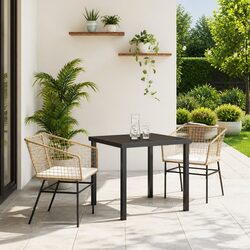 Sturdy 3-Piece Brown Poly Rattan Garden Dining Set