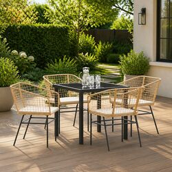 Brown Poly Rattan Outdoor 5 Piece Dining Set