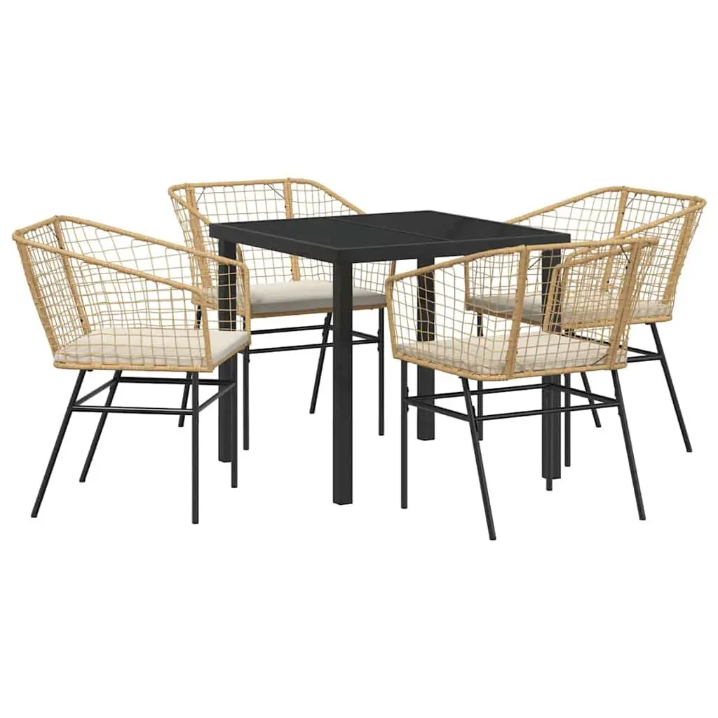 Brown Poly Rattan Outdoor 5 Piece Dining Set