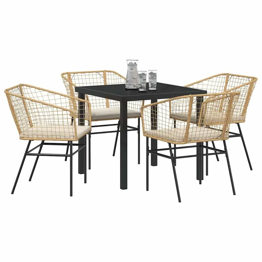 Brown Poly Rattan Outdoor 5 Piece Dining Set