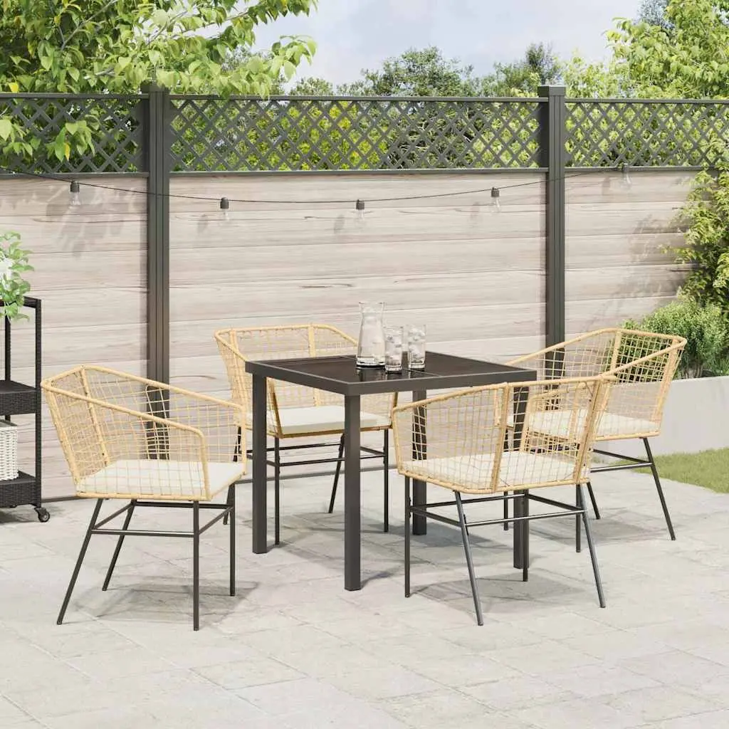 Brown Poly Rattan Outdoor 5 Piece Dining Set