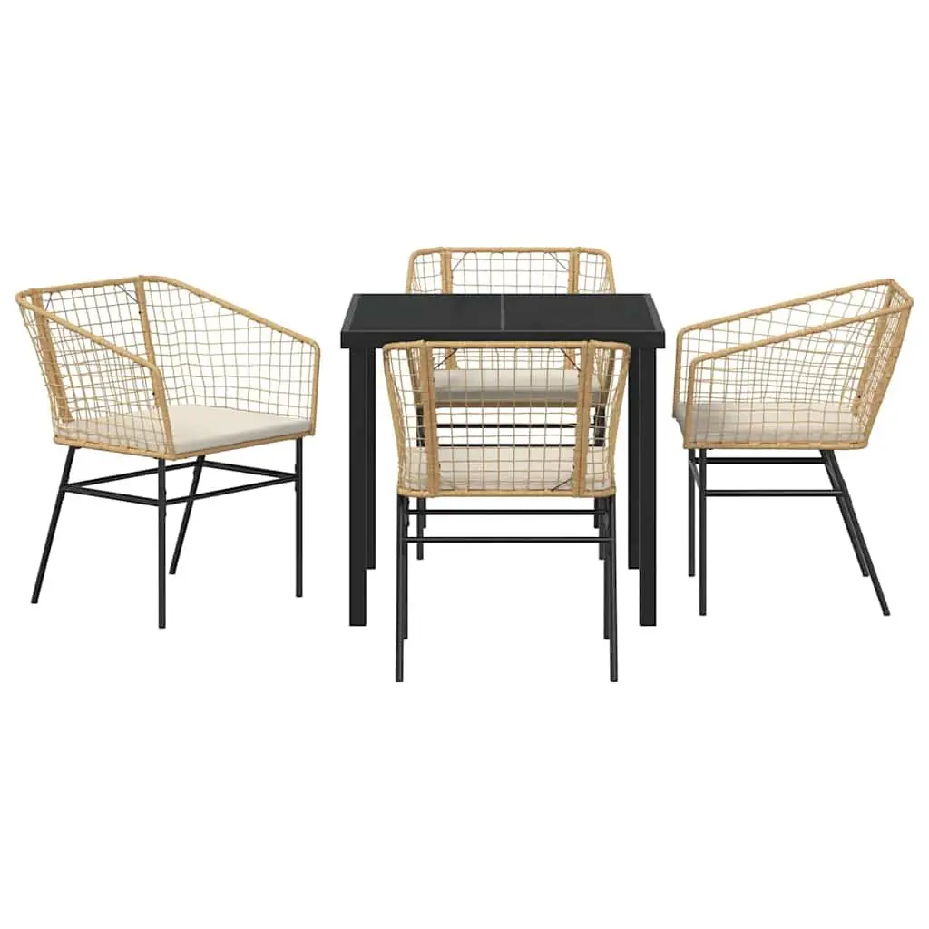Brown Poly Rattan Outdoor 5 Piece Dining Set