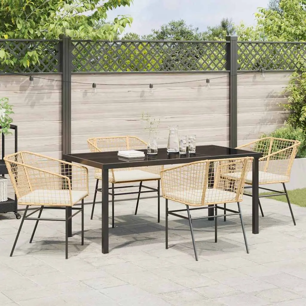 5 Piece Garden Dining Set with Glass Top