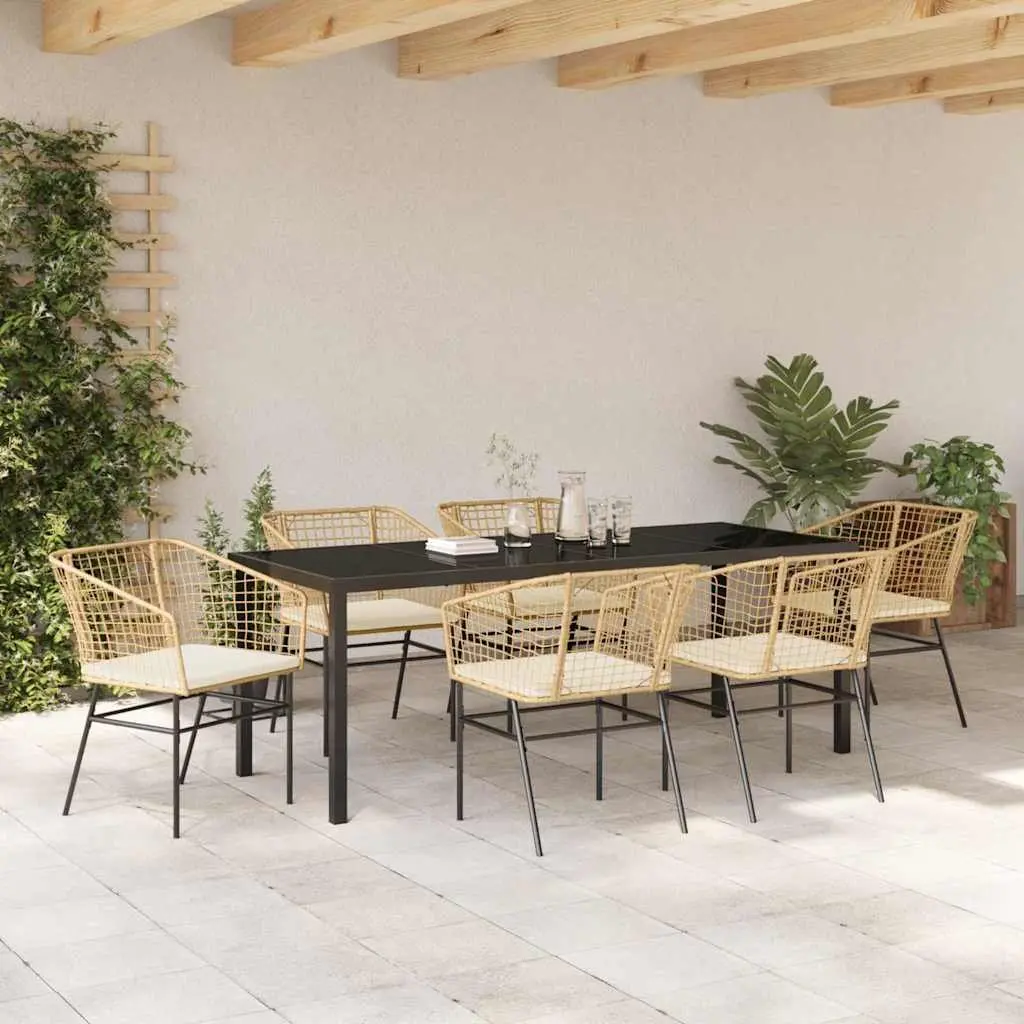 7-Piece Brown Outdoor Dining Set with Glass Table