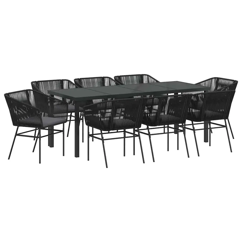 9-Piece Garden Dining Set with Tempered Glass