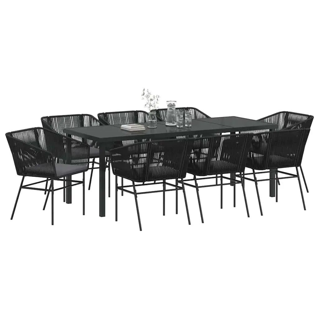 9-Piece Garden Dining Set with Tempered Glass