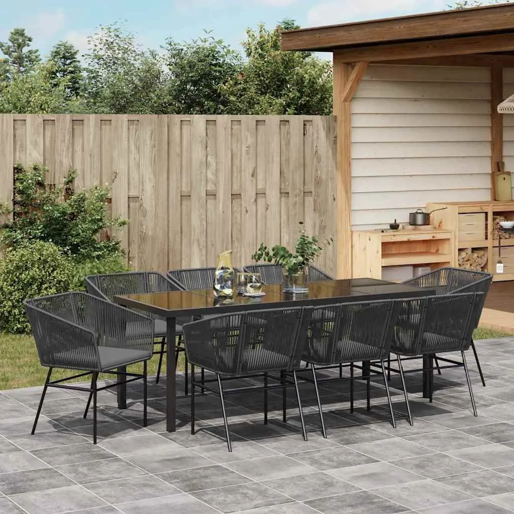 9-Piece Garden Dining Set with Tempered Glass