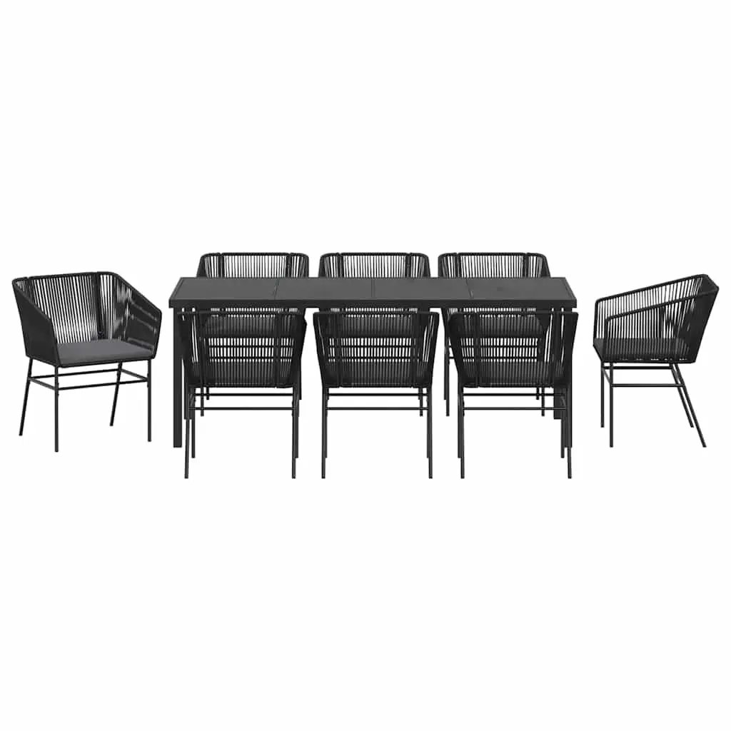 9-Piece Garden Dining Set with Tempered Glass