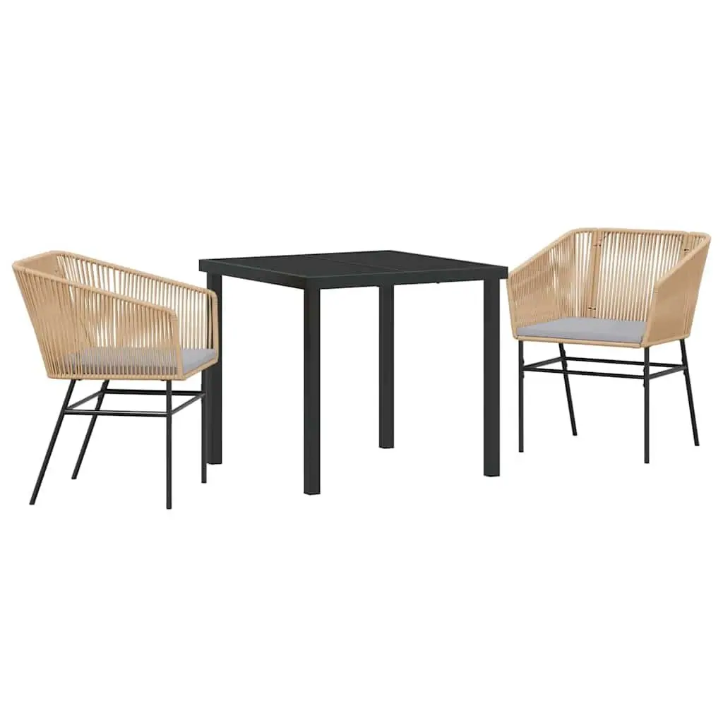 3-Piece Garden Dining Set with Steel Frame