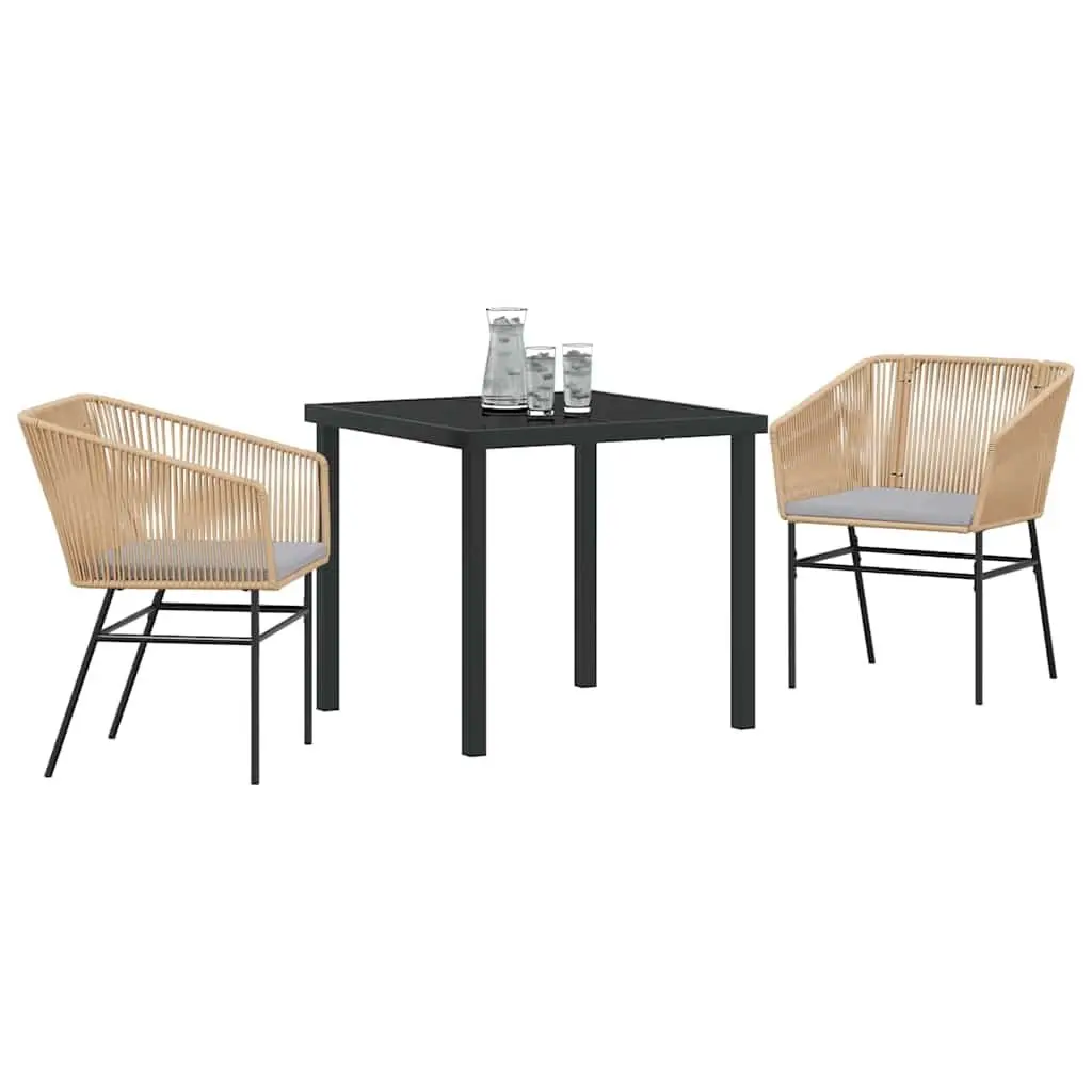 3-Piece Garden Dining Set with Steel Frame