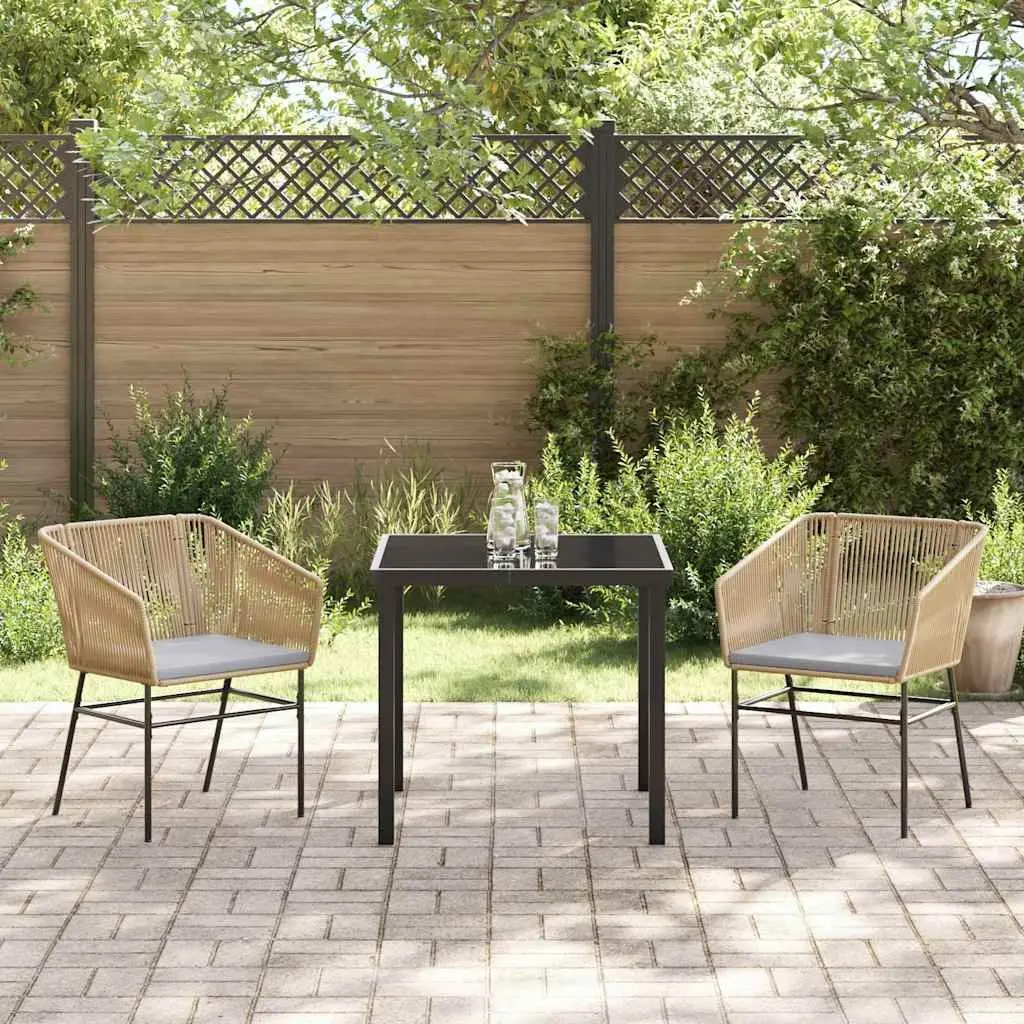 3-Piece Garden Dining Set with Steel Frame