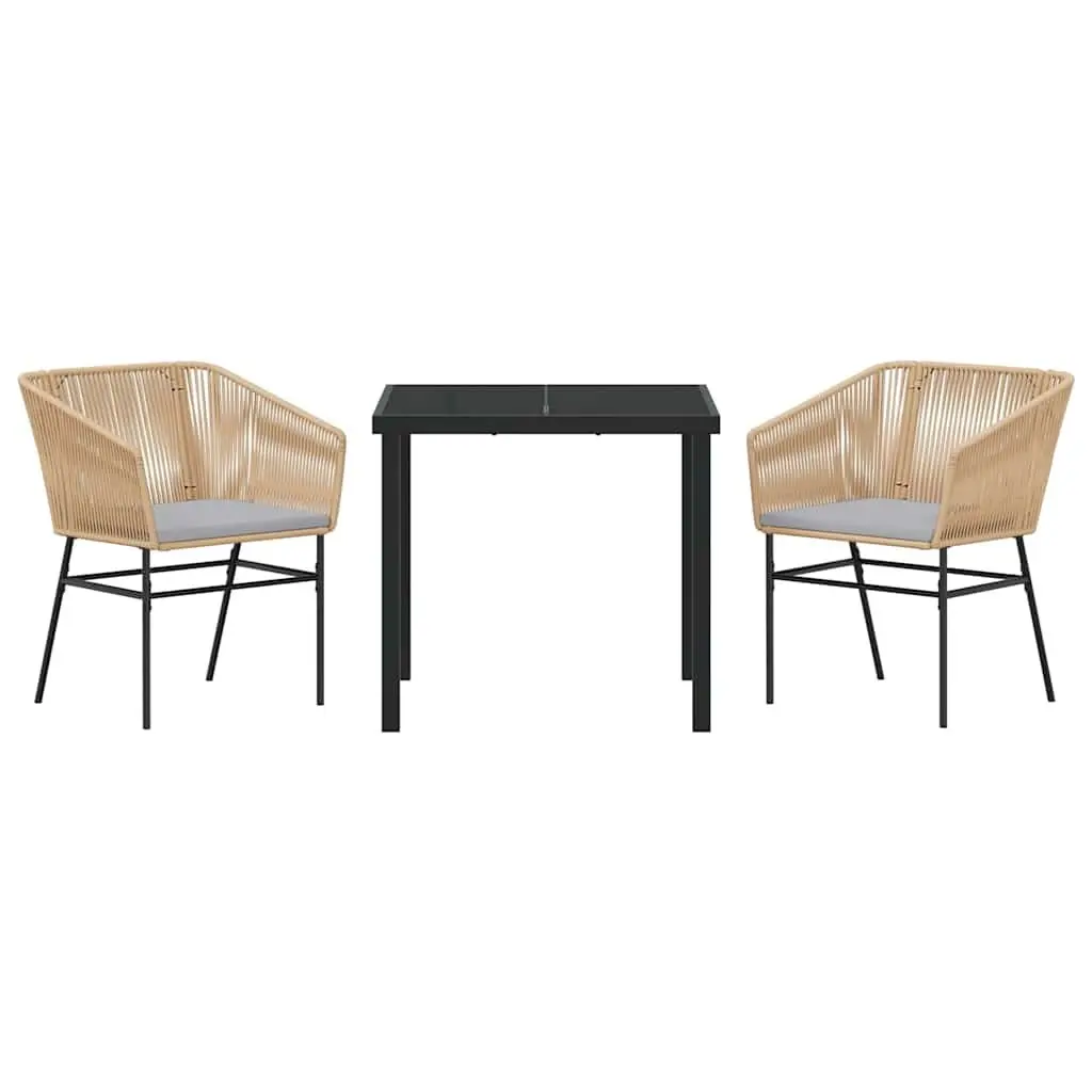 3-Piece Garden Dining Set with Steel Frame