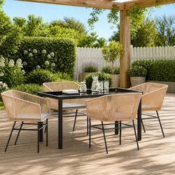 Durable 5-Piece Garden Dining Set with Tempered Glass