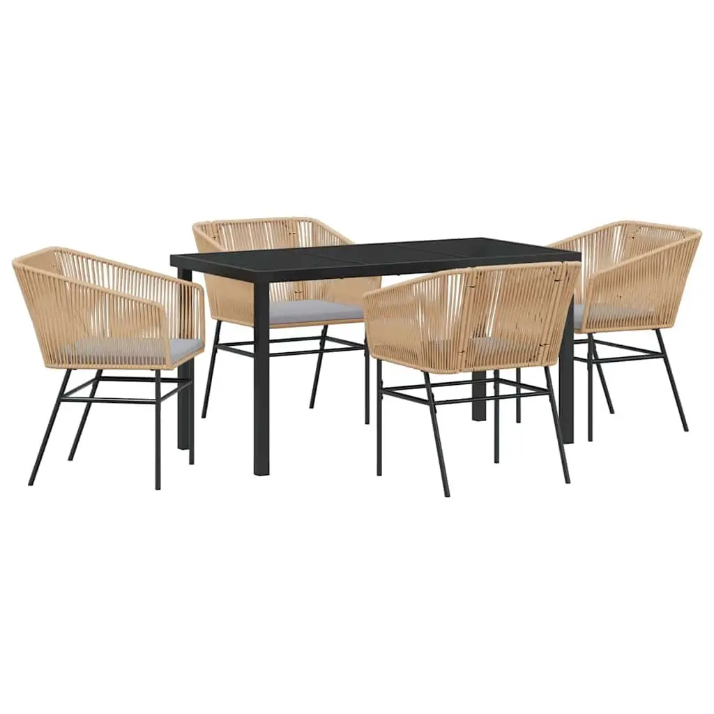 5-Piece Garden Dining Set with Tempered Glass