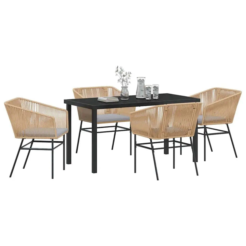 5-Piece Garden Dining Set with Tempered Glass