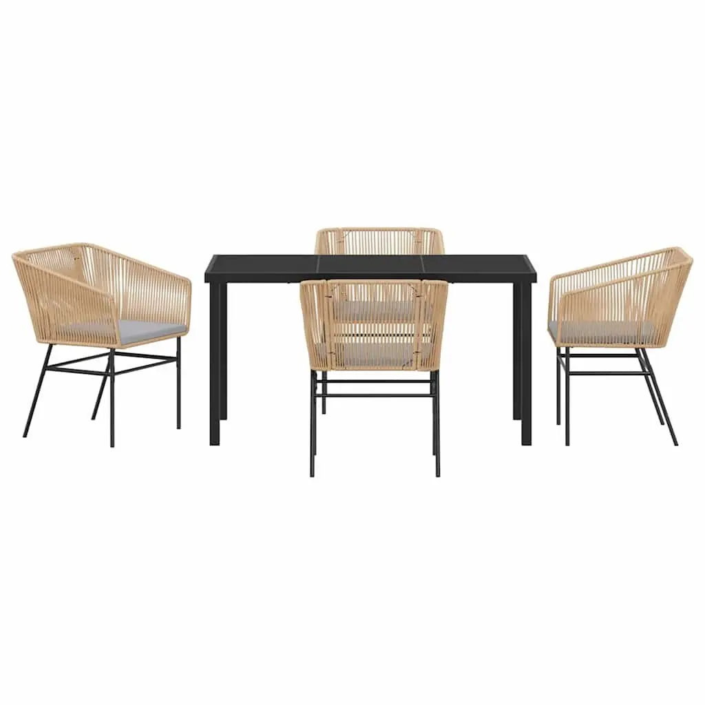 5-Piece Garden Dining Set with Tempered Glass