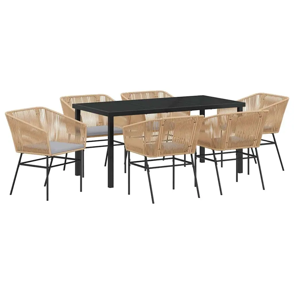 7-Piece Outdoor Garden Dining Set with Durable Steel Frame