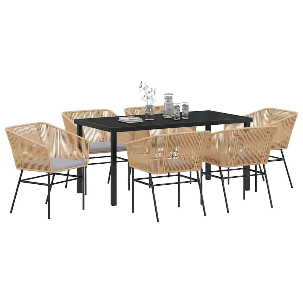 7-Piece Outdoor Garden Dining Set with Durable Steel Frame