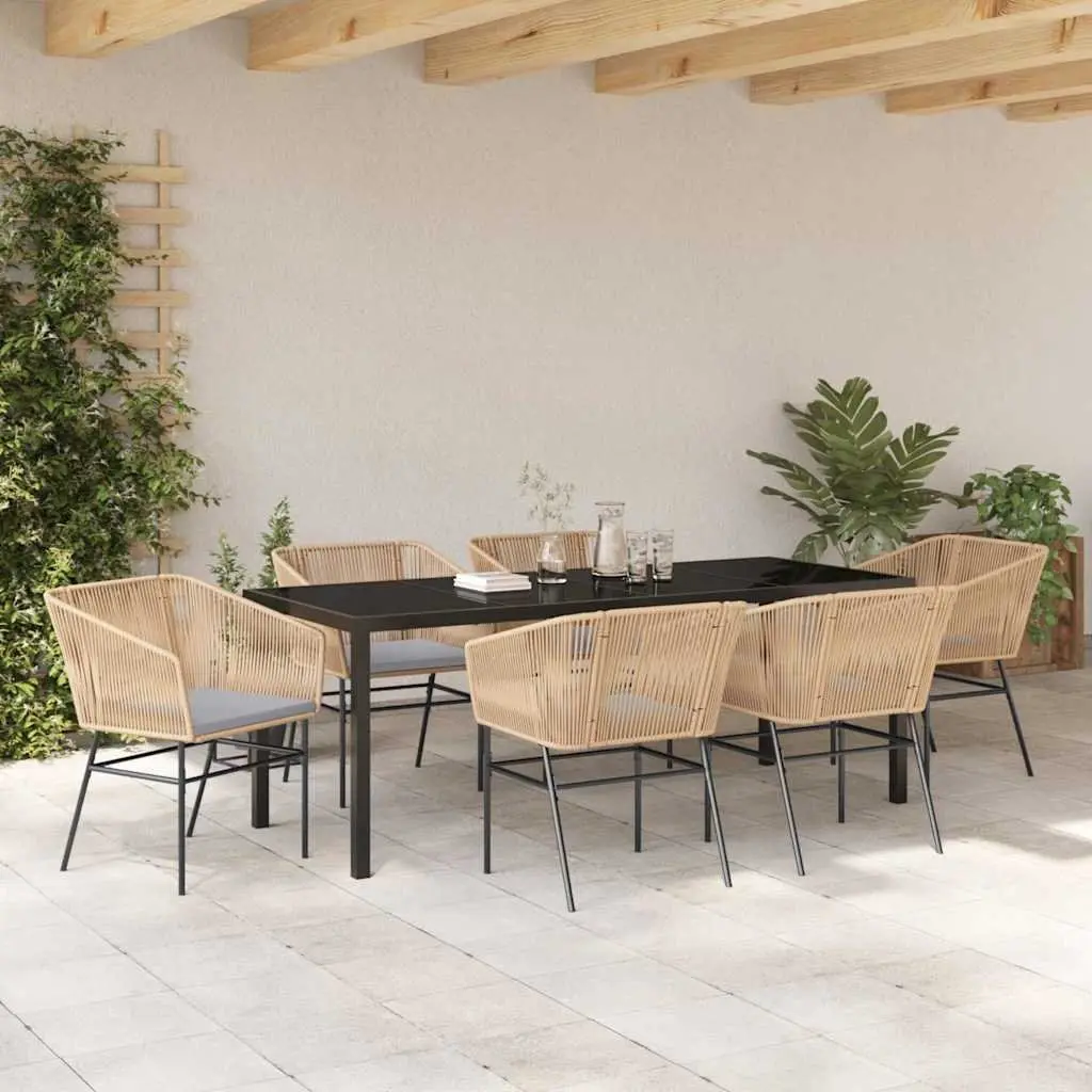 7-Piece Outdoor Garden Dining Set with Durable Steel Frame