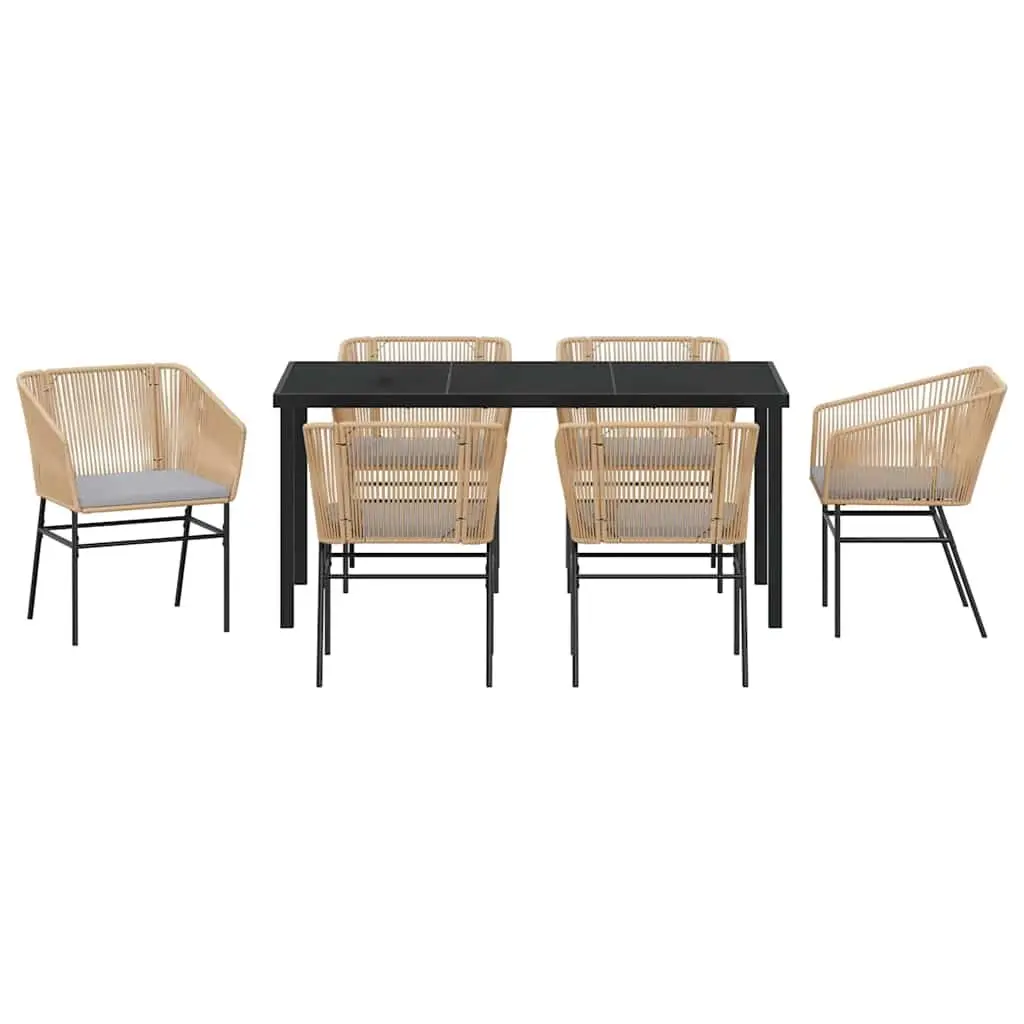 7-Piece Outdoor Garden Dining Set with Durable Steel Frame