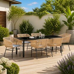 Premium 7-Piece Brown Steel Outdoor Dining Set